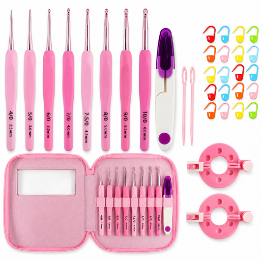 Premium 64Pcs Crochet Hook Kit with Storage Case