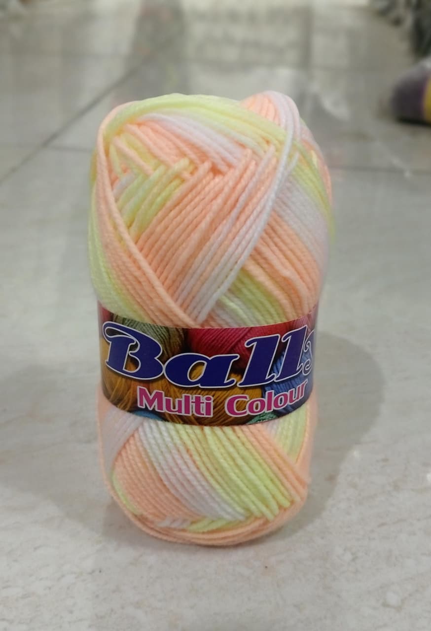 (3ply-80g) Acrylic Double Knit Yarn Ball in Multi Colors- Crochet Knitting yarn ball - Woolen Multi Crochet Thread ball