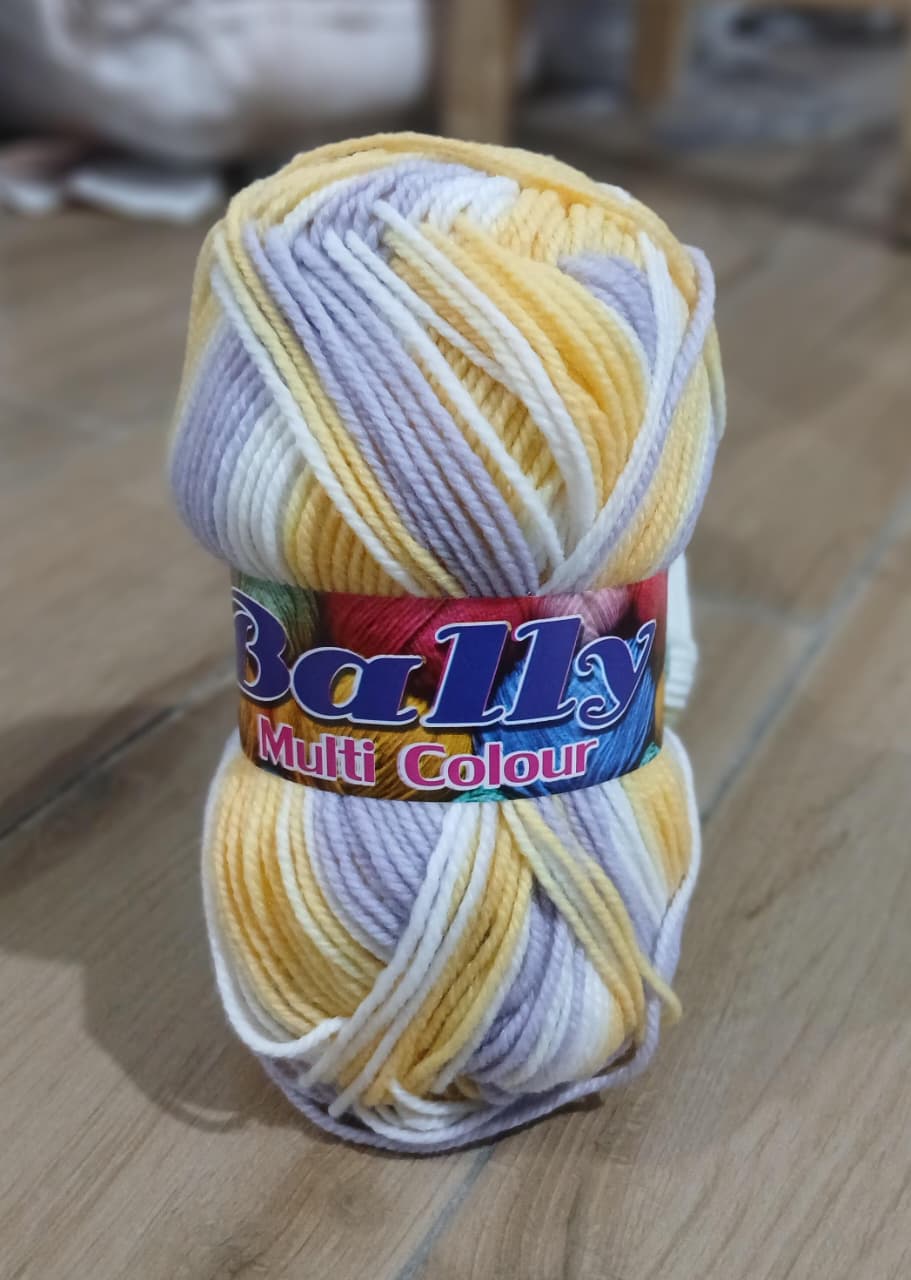 Soft & Vibrant Multi-Color Yarn Ball – 3ply Acrylic Wool for Crochet & Knitting